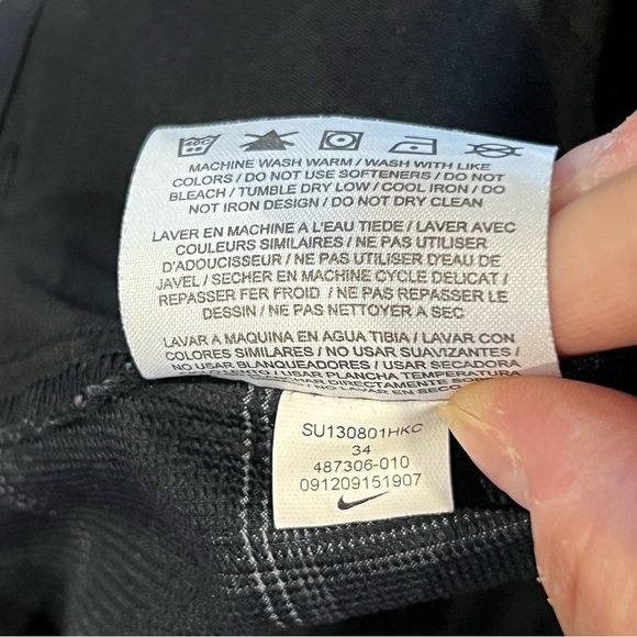 Nike Golf Mens 32 Dri-Fit Standard Fit Shorts Black Check Print Flat Front - Picture 5 of 8